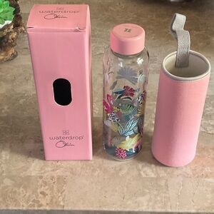 Pink Waterdrop Glass Bottle with Sleeve Limited Edition